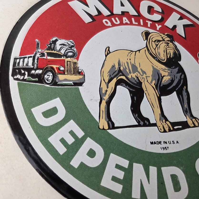 Vintage Mack Trucks Sign - Sales Service Gas Pump Porcelain Ad Sign - Image 6