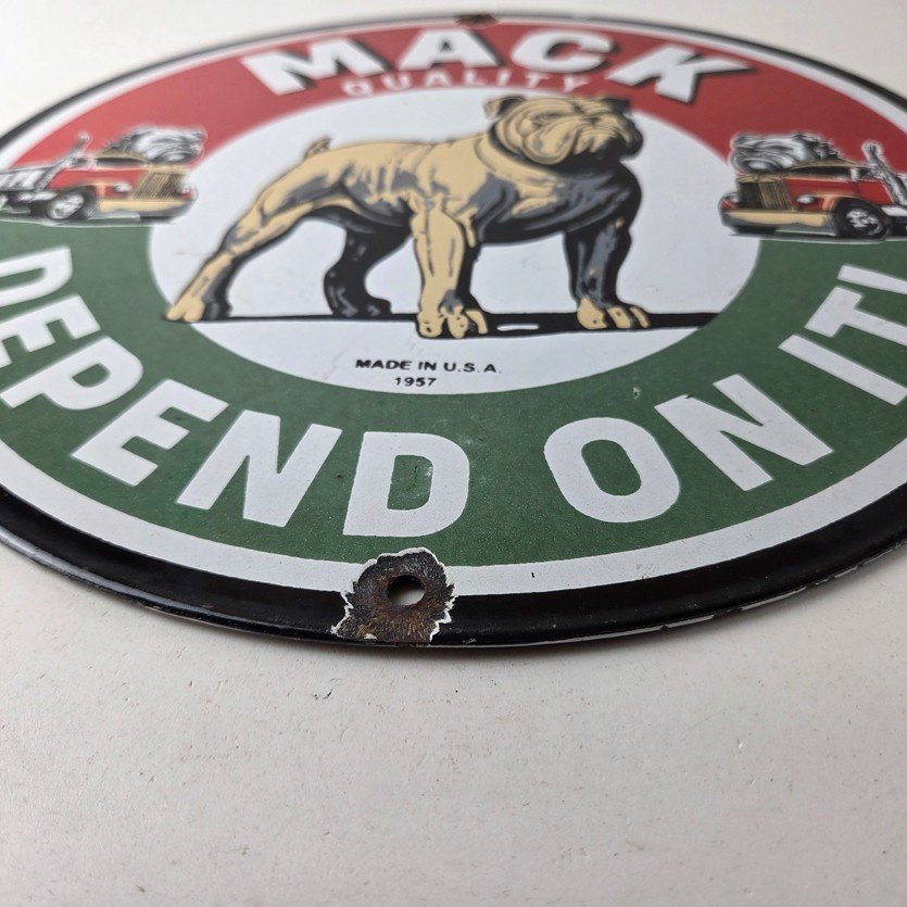 Vintage Mack Trucks Sign - Sales Service Gas Pump Porcelain Ad Sign - Image 10