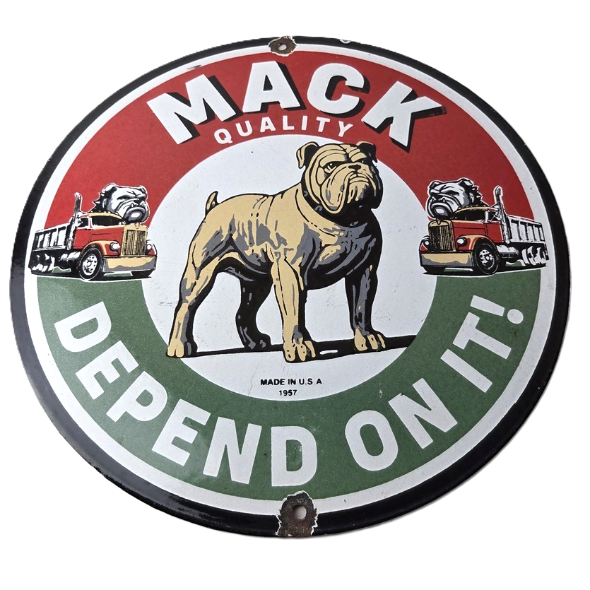 Vintage Mack Trucks Sign - Sales Service Gas Pump Porcelain Ad Sign