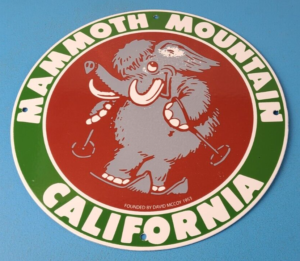 Vintage Mammoth Mountain Sign California Ski Park Gas Pump Porcelain Sign 305905663774