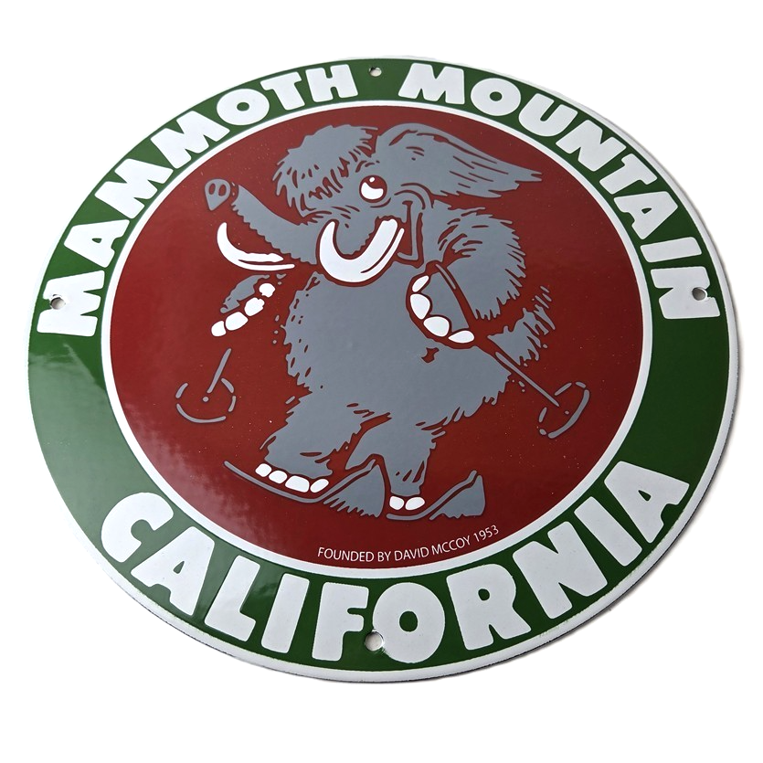 Vintage Mammoth Mountain Sign - California Ski Park Gas Pump Porcelain Sign