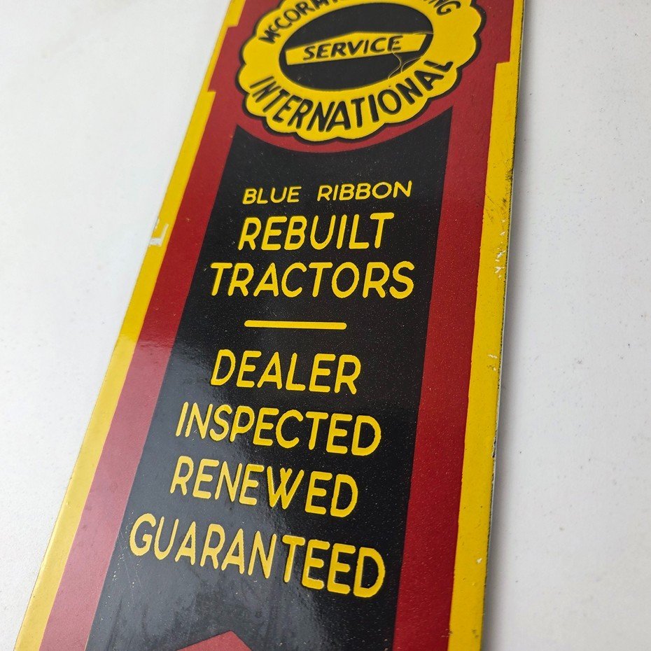 Vintage McCormick Deering International Sign - Porcelain Tractors Gas Pump Sign - Image 14