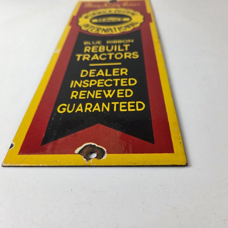 Vintage McCormick Deering International Sign - Porcelain Tractors Gas Pump Sign - Image 9