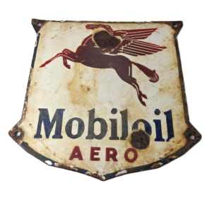 Vintage Mobil Oil Sign - Gasoline Advertising Gas Pump Aero Porcelain Sign