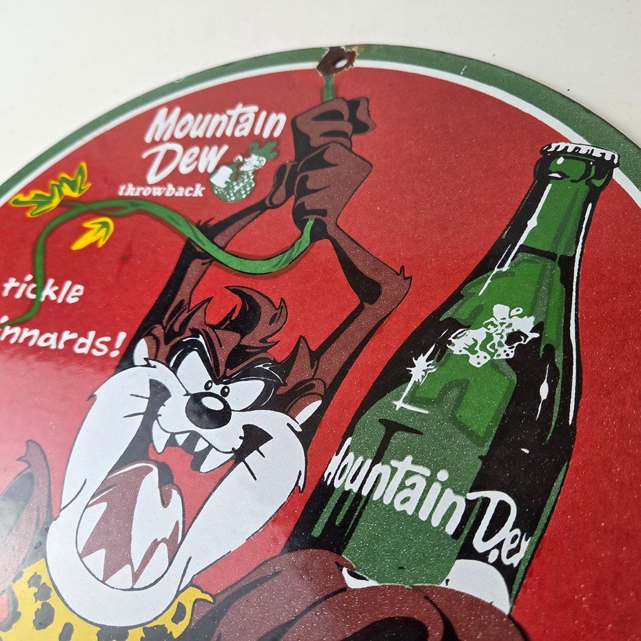 Vintage Mountain Dew Sign - Porcelain Gas Service Station Pump Soda Bottle Sign - Image 12
