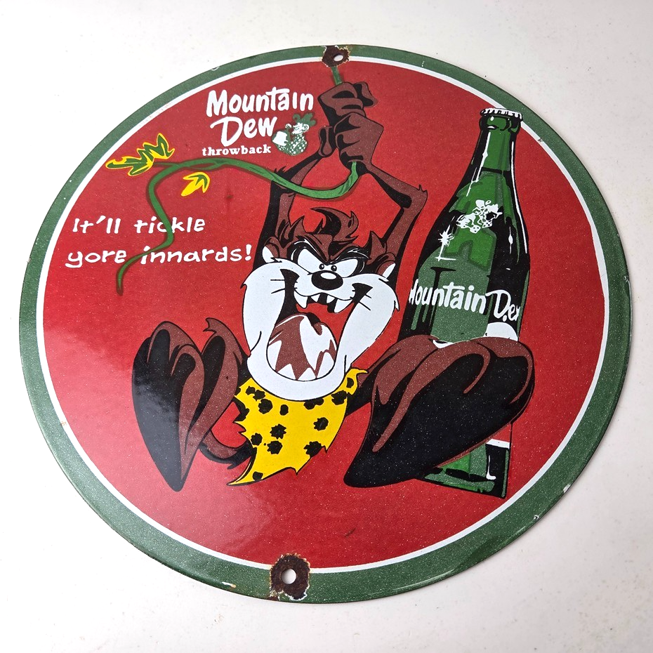 Vintage Mountain Dew Sign - Porcelain Gas Service Station Pump Soda Bottle Sign - Image 15
