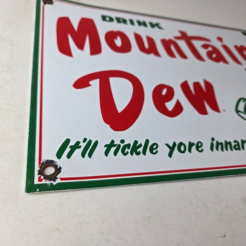Vintage Mountain Dew Sign - Yahooo Hill Billy Soda Gas Station Porcelain Sign - Image 11
