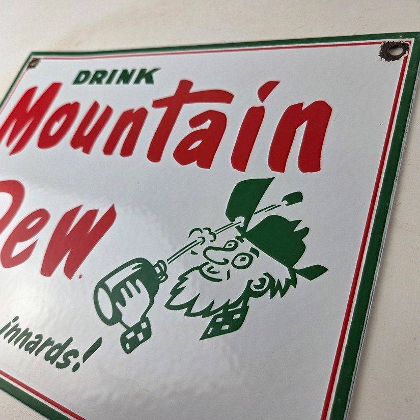 Vintage Mountain Dew Sign - Yahooo Hill Billy Soda Gas Station Porcelain Sign - Image 12
