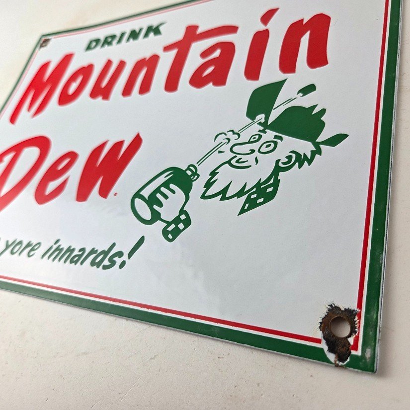 Vintage Mountain Dew Sign - Yahooo Hill Billy Soda Gas Station Porcelain Sign - Image 13