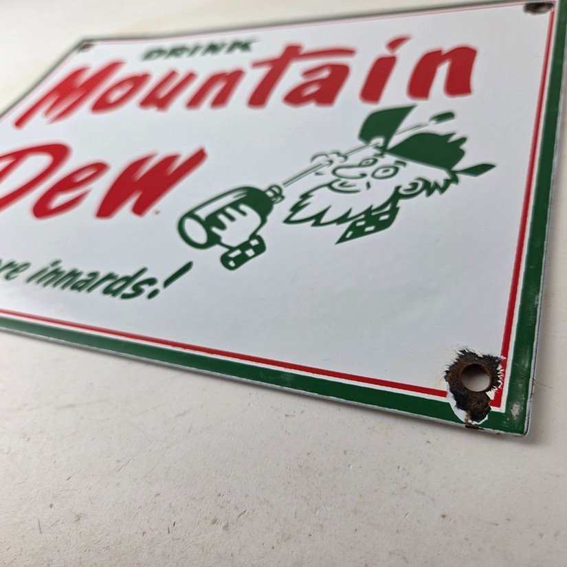 Vintage Mountain Dew Sign - Yahooo Hill Billy Soda Gas Station Porcelain Sign - Image 14