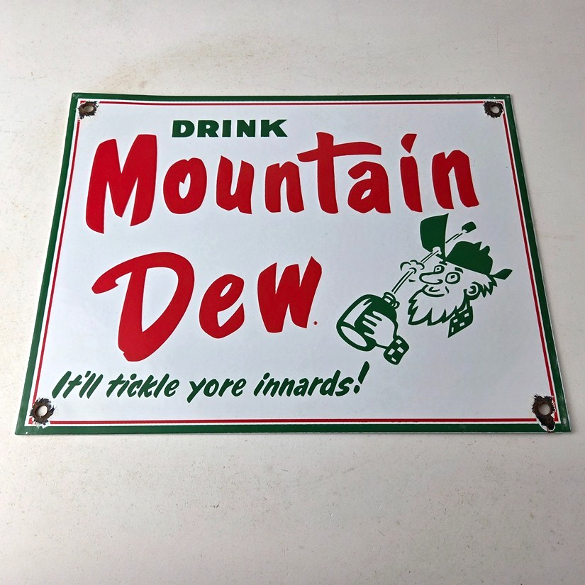Vintage Mountain Dew Sign - Yahooo Hill Billy Soda Gas Station Porcelain Sign - Image 15