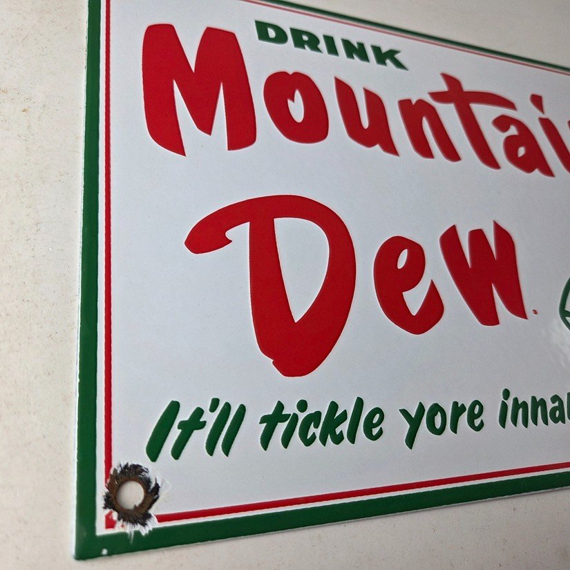 Vintage Mountain Dew Sign - Yahooo Hill Billy Soda Gas Station Porcelain Sign - Image 6