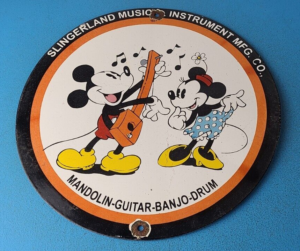 Vintage Music Instrument Sign Drums Guitar Disney Mickey Mouse Gas Pump Sign 305377535964