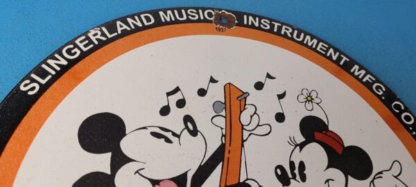 Vintage Music Instrument Sign Drums Guitar Disney Mickey Mouse Gas Pump Sign 305377535964 4