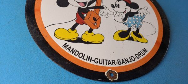 Vintage Music Instrument Sign Drums Guitar Disney Mickey Mouse Gas Pump Sign 305377535964 6