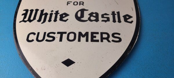 Vintage No Parking Sign White Castle Fast Food Gas Pump Shield Porcelain Sign 305751828864 11