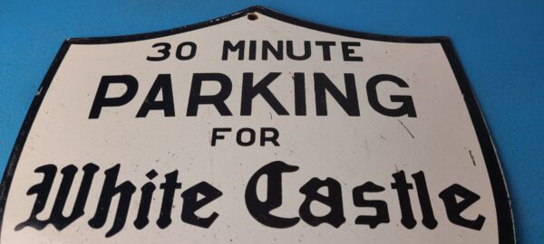 Vintage No Parking Sign White Castle Fast Food Gas Pump Shield Porcelain Sign 305751828864 12