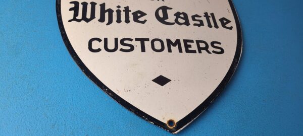 Vintage No Parking Sign White Castle Fast Food Gas Pump Shield Porcelain Sign 305751828864 6