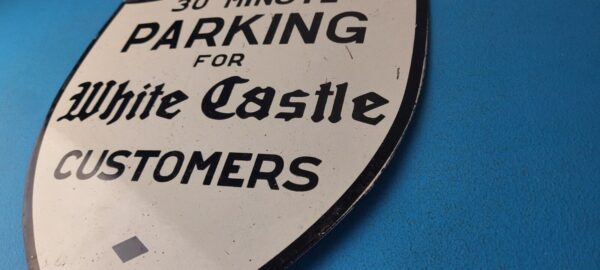 Vintage No Parking Sign White Castle Fast Food Gas Pump Shield Porcelain Sign 305751828864 8