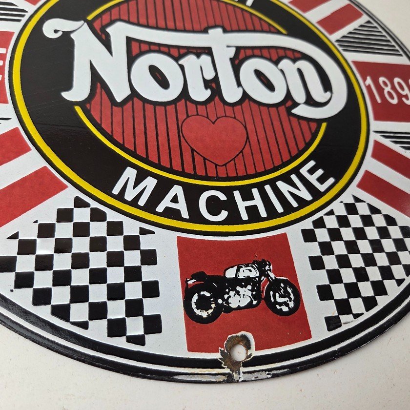 Vintage Norton Motorcycles Sign - Porcelain Automobiles British Gas Pump Sign - Image 11