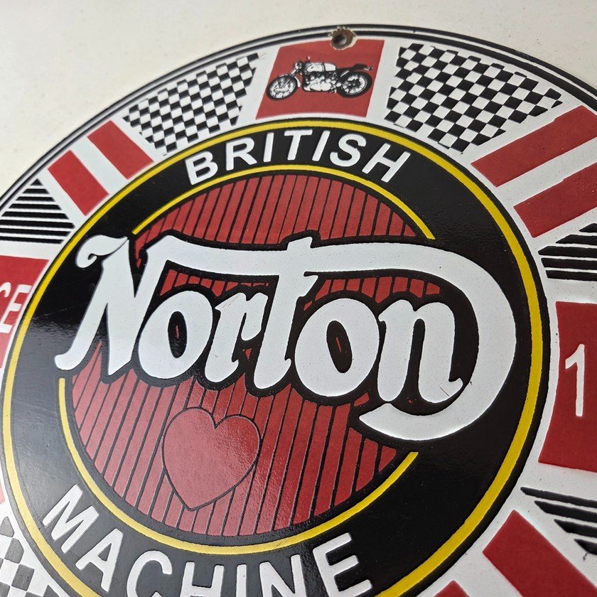 Vintage Norton Motorcycles Sign - Porcelain Automobiles British Gas Pump Sign - Image 12