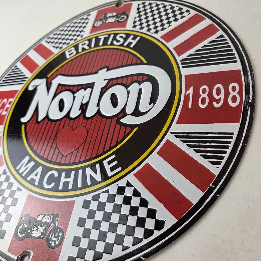 Vintage Norton Motorcycles Sign - Porcelain Automobiles British Gas Pump Sign - Image 13