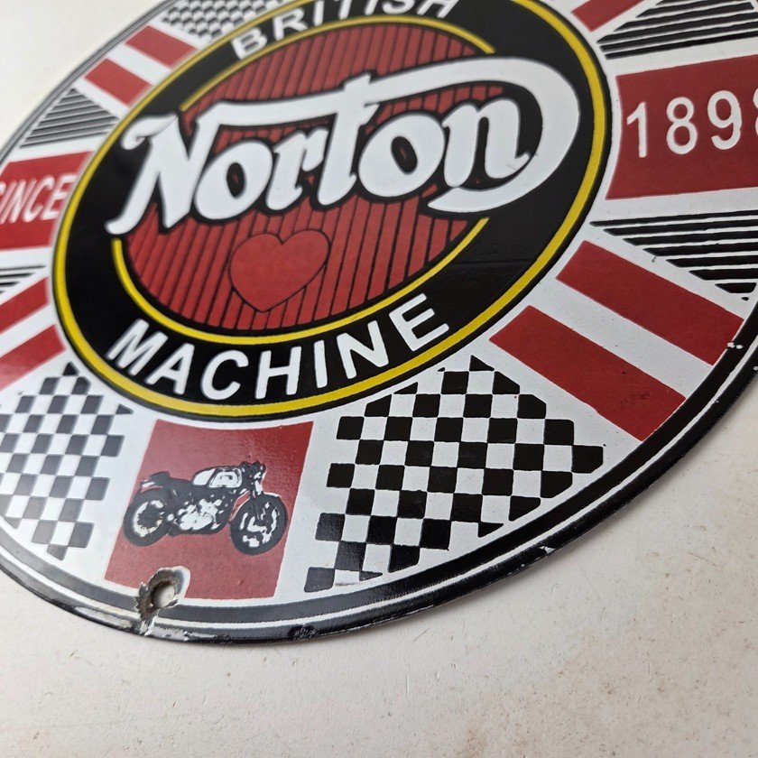 Vintage Norton Motorcycles Sign - Porcelain Automobiles British Gas Pump Sign - Image 14