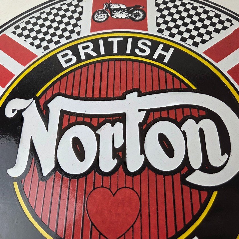 Vintage Norton Motorcycles Sign - Porcelain Automobiles British Gas Pump Sign - Image 3