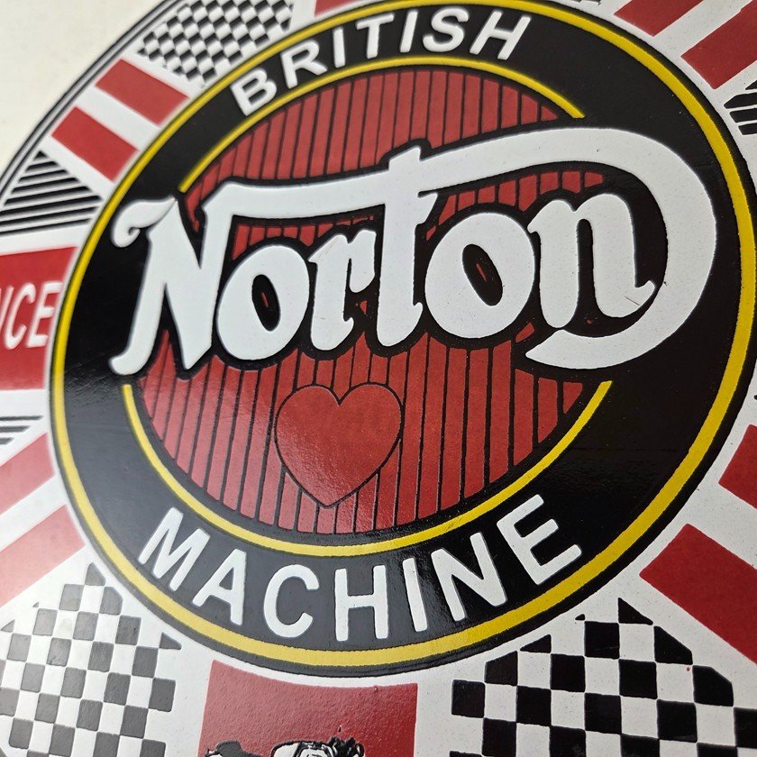 Vintage Norton Motorcycles Sign - Porcelain Automobiles British Gas Pump Sign - Image 4