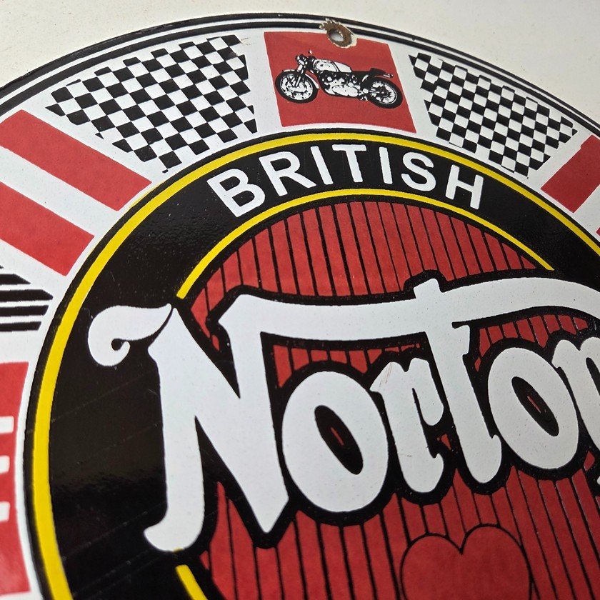 Vintage Norton Motorcycles Sign - Porcelain Automobiles British Gas Pump Sign - Image 5