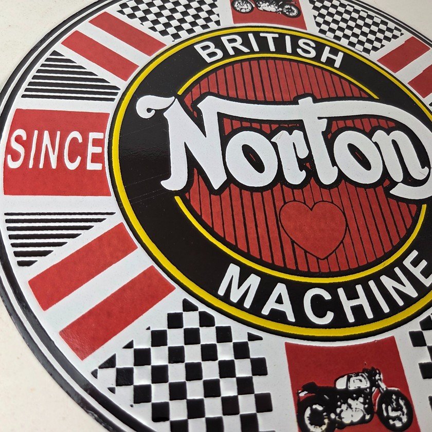 Vintage Norton Motorcycles Sign - Porcelain Automobiles British Gas Pump Sign - Image 6