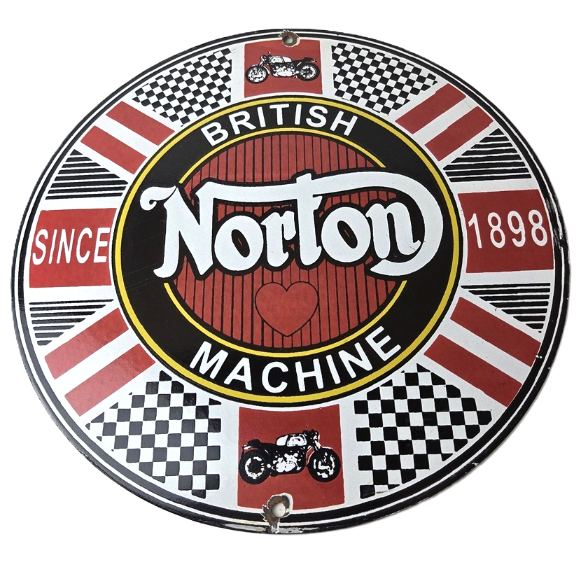 Vintage Norton Motorcycles Sign - Porcelain Automobiles British Gas Pump Sign