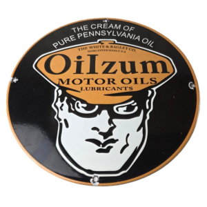 Vintage Oilzum Motor Oils Sign - Pure Pennsylvania Porcelain Gas Pump Sign