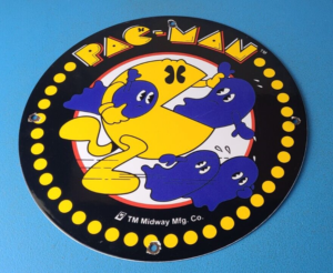 Vintage Pacman Sign Classic Upright Arcade Game Porcelain Gas Service Sign 305870599024