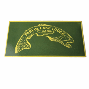 Vintage Parlin Lake Lodge Sign - Fish Cabin Gas Pump Porcelain Sign