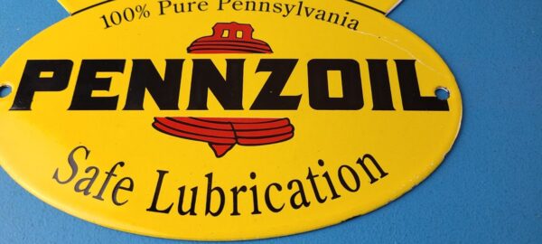 Vintage Pennzoil Sign Safe Lubrication Gas Service Station Pump Porcelain Sign 305751564644 11