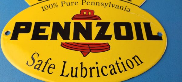 Vintage Pennzoil Sign Safe Lubrication Gas Service Station Pump Porcelain Sign 305751564644 3