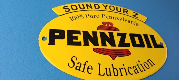 Vintage Pennzoil Sign Safe Lubrication Gas Service Station Pump Porcelain Sign 305751564644 5