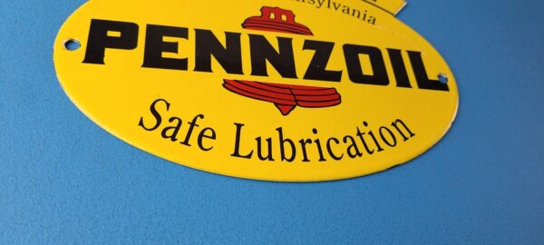 Vintage Pennzoil Sign Safe Lubrication Gas Service Station Pump Porcelain Sign 305751564644 6