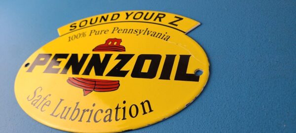 Vintage Pennzoil Sign Safe Lubrication Gas Service Station Pump Porcelain Sign 305751564644 8