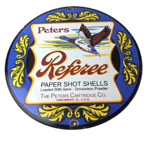Vintage Peters Ammunition Sign - Firearm Shotguns Shells Gas Pump Porcelain Sign