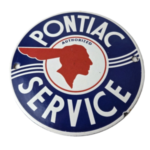 Vintage Pontiac Automobiles Sign - Automobilia Porcelain Gas Pump Sign
