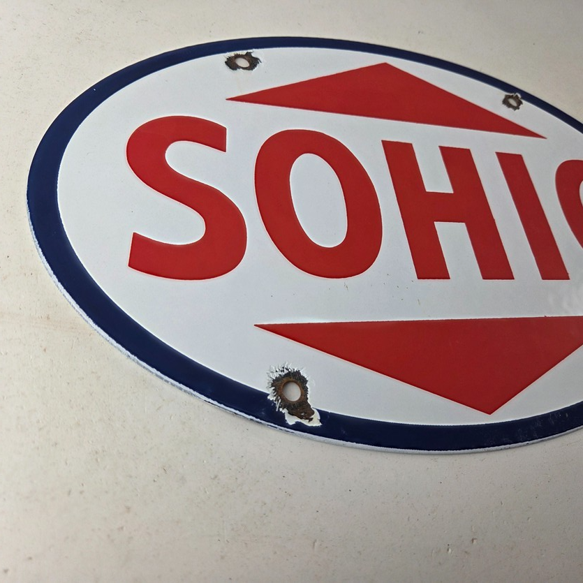 Vintage Porcelain Gasoline Sign - Sohio Gas Motor Oil Service Ohio Pump Sign - Image 6