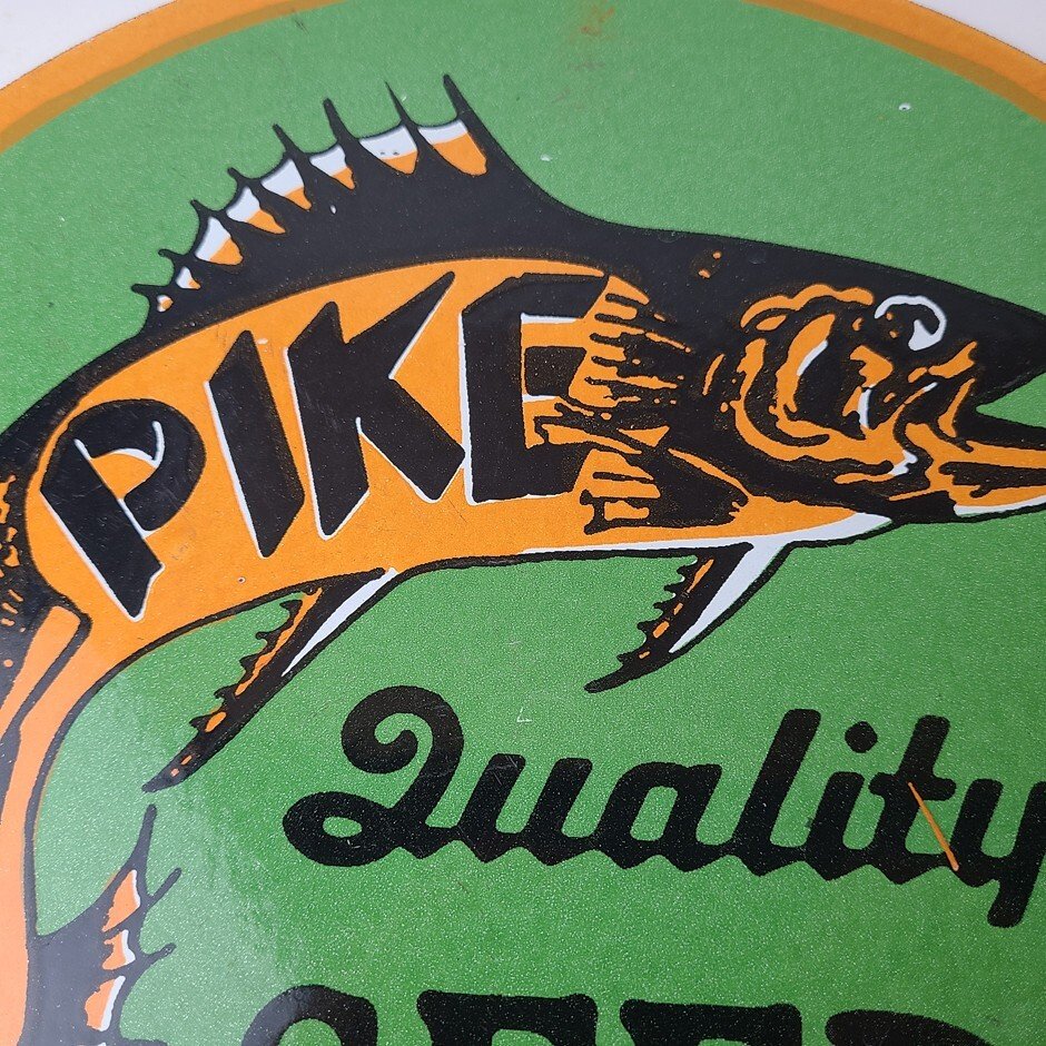 Vintage Porcelain Sign - Pike Quality Seeds Gas Service Pump Sign - Image 3