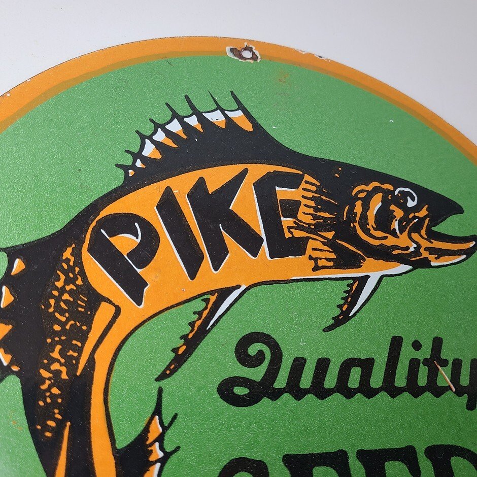 Vintage Porcelain Sign - Pike Quality Seeds Gas Service Pump Sign - Image 5