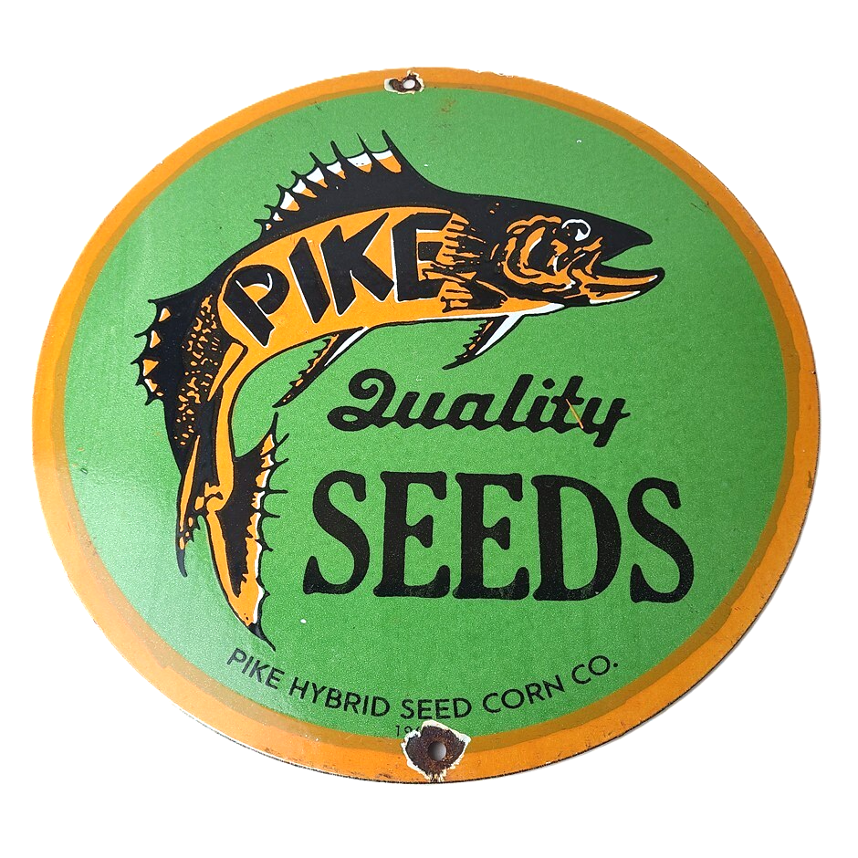 Vintage Porcelain Sign - Pike Quality Seeds Gas Service Pump Sign
