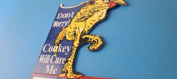 Vintage Poultry Breeding Sign Conkeys Feed Seed Farm Chick Gas Porcelain Sign 305764235354 8