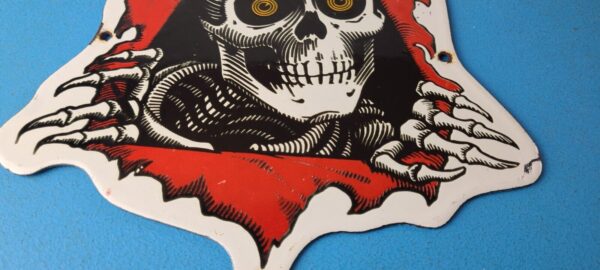 Vintage Powell Peralta Sign Skateboarding Bones Skull Hawk Gas Porcelain Sign 305760565024 11