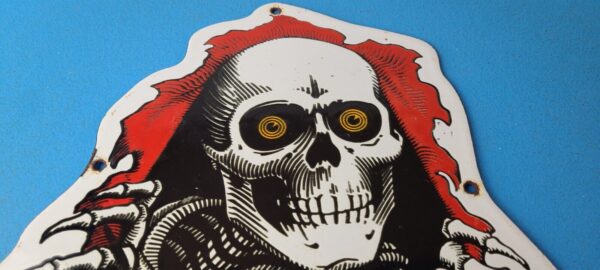 Vintage Powell Peralta Sign Skateboarding Bones Skull Hawk Gas Porcelain Sign 305760565024 12