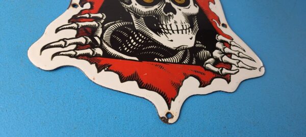 Vintage Powell Peralta Sign Skateboarding Bones Skull Hawk Gas Porcelain Sign 305760565024 6